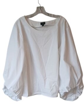 Worthington White Balloon Sleeve Blouse Size XL